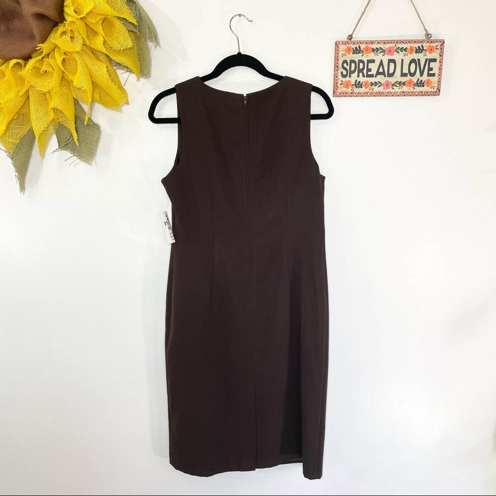 NWT KORET DRESS size 8 Sleeveless crewneck brown double layered dress - Picture 2 of 5